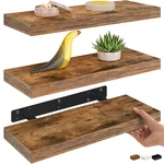 Ballucci Floating Shelves, 16" Wood Wall Shelf Set Of 3, Invisible Brackets. Fixed Price $50.74.
