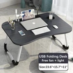 Laptop Bed Desk, Foldable Tray Table With Usb Charge Port, Black. Fixed Price $22.99.
