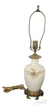F55020EC: Lenox Floral Decorated Porcelain Table Lamp. Fixed Price $265.00.