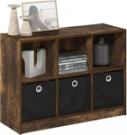 6-CUBE Bookshelf With Storage Bins, Amber Pine, For Living Room & Office. Fixed Price $99.99.
