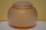 Balos Mouth Blown Globe Shaped Glass Jar Canister Ribbed Frosted Pink 5.5" Tall. Fixed Price $25.90.