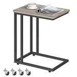 Vasagle End Table, Shaped Tv Tray With Metal Frame, Rolling Casters,. Fixed Price $48.39.