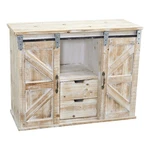 Nearly Natural 38" Wide Double Barn Door Console In Beige. Fixed Price $515.99.
