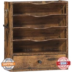 Hoobro Wall Mount File & Mail Organizer - 4 Shelves, Drawer, Hooks Wood. Fixed Price $68.49.
