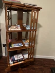 Medium Teakwood Revolving Bookcase, 4 Shelves, Matte Finish, Traditional Style. Fixed Price $150.00.