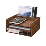 Ddyuri Wood Desk Organizer W/ 3 Horizontal Trays & 1 Vertical File Holder. Fixed Price $74.47.