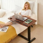 Pneumatic Adjustable Overbed - Heavy Duty Mobile Laptop Tray Walnut. Fixed Price $164.20.