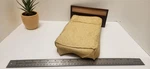 Vtg Mattel Mid Century Modern Wood Doll Furniture Bed W/spread & Mattress. Fixed Price $85.00.