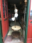Mid Century Modern Marble Top Table Floor Pole Lamp 3 Frosted Glass Spot Lights. Fixed Price $425.00.