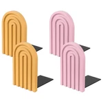 Patikil 4PCS Boho Arch Bookends, Non-skid Wood Rainbow Pink/yellow. Fixed Price $32.11.
