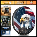 15" Rv Spare Tire Cover - American Eagle Usa Flag, Waterproof Pvc Leather, Dust. Fixed Price $43.99.