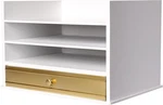 Industrious Desktop Wood Letter With 3 Trays And Drawer, White Gold. Fixed Price $77.20.