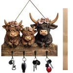 Highland Cow Coat Rack Wall Mount Key Holder Wood Rustic Animal Hooks. Fixed Price $20.94.