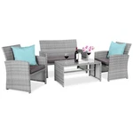 Best Choice Products 4-PIECE Wicker Conversation Set Seats Glass Table Top. Fixed Price $179.99.