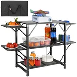 Vevor Camping Kitchen Folding Portable Cook Station 5 Tables & 2 Shelves. Fixed Price $79.99.
