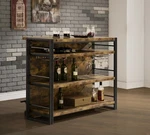 Modern Home Bar Table Wood Metal Wine Cabinet Storage Unit Brown Coaster 130071. Fixed Price $539.99.