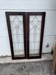 MK120 Pair Antique Leaded Glass Cabinet Doors Birch 32 1/8 X47 7/8. Fixed Price $540.00.