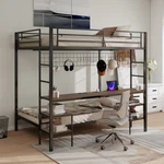 Ethan Full Over Twin Bunk Bed With Desk And Charging Station Storage Shelve. Fixed Price $466.00.