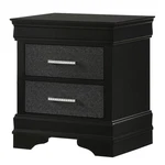 Benjara 2 Drawer Wooden Nighstand With Horizontal Pull Studded Accent- Black. Fixed Price $194.99.