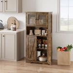 Storage Cabinet With Glass Doors & Adjustable Shelves, Kitchen Pantry. Fixed Price $91.00.