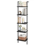 Elyken 5-TIER Wood Ladder Shelf, Wall Mounted Bookshelf With Metal Frame, Vintag. Fixed Price $102.28.