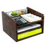 Pag Wood Desktop File Organizer Mail Sorter Magazine Rack Paper Holder Telephone. Fixed Price $55.00.