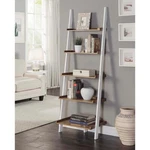 White Brown 5-TIER Ladder Bookcase Bookshelf Leaning Wall Storage Display. Fixed Price $131.90.