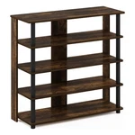 Furinno Turn-n-tube 5 Tier Wide Shoe Rack Amber Pine/black. Fixed Price $80.87.
