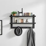 Danya B. 2-TIER Wall Shelf With 5 Hanging Hooks Entryway Or Bathroom. Fixed Price $62.99.