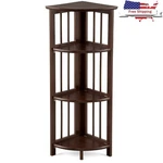4-SHELF Corner Folding Bookcase Solid Pine Wood Durable Storage Home Furniture. Fixed Price $71.99.