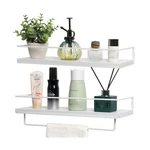 Floating Bathroom Shelves Set Of 2 Wall Mounted Shelf With Black Metal Frame .... Fixed Price $42.54.