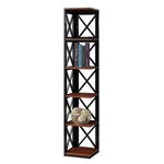 Convenience Concepts Oxford Five-tier Corner Bookcase In Cherry And Black Wood. Fixed Price $142.99.