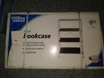 Brand New!! Office Depot Steel Bookcase With Glass Top/shelves. Fixed Price $180.00.