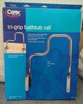 Carex Tri-grip Bathtub Grab Bar Safety Rail W/ Chrome Finish New Box!. Fixed Price $39.00.