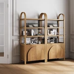 Iris 3-TIER Solid Wood Bookshelf Set With Arched Boho Design In Light Brown. Fixed Price $1499.99.