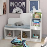 Kids Reading Nook With Storage Cubes And Cushion - White Bench & Bookshelf. Fixed Price $183.99.