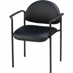 Lorell Reception Guest Chair With Arms. Vinyl Black Seat Steel Frame.. Fixed Price $87.00.