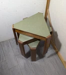 Vintage Set Of 3 Mid Century Modern Triangular Wood Stacking Nesting Tables. Fixed Price $360.00.