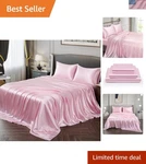 Sumptuous Twin Satin Sheets Set - Luxurious Pink Bed Linens For Blissful Sleep. Fixed Price $69.98.