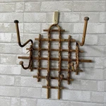 Vintage Mid Century 18 X 17 " Burnt Rattan 6 Hook Wall Coat Hat Rack Perfect. Fixed Price $84.50.