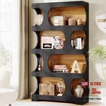 Tribesigns 7" Tall Bookcase, 4-TIER S-shaped Bookshelf, Wood 1 Black & Brown. Fixed Price $243.25.
