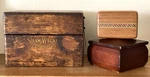 3 Wood Boxes Shaw Walker Oak File Recipe + Marquetry Slide Bottom. Fixed Price $54.99.