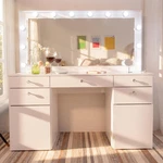 Boahaus Verona Large Vanity Desk Framed Bulb Mirror 5 Drawer Makeup Station. Fixed Price $729.91.