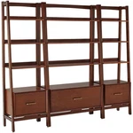 Crosley Furniture Landon 3 Piece Wood 4 Shelf Etagere Bookcase Set In Mahogany. Fixed Price $1040.49.