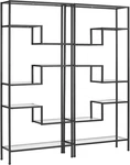 Sloane 2-PIECE Matte Black Bookshelf Set With Stylish Glass Shelves. Fixed Price $699.99.