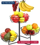 3 Tier Fruit Basket Stand 2 Banana Hooks Metal Kitchen Counter Produce Organizer. Fixed Price $22.79.