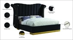 Meridian Furniture Flora Solid Wood And Velvet Queen Bed In Black. Fixed Price $1022.61.