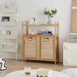 Double Tilt Out Laundry Hamper Bamboo 2 Removable Bags Pull Blasket. Fixed Price $99.00.