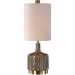 Uttermost 29682-1 Darrin Table Lamp Crackled Blue Gray Glaze And Antique Brass. Fixed Price $266.40.