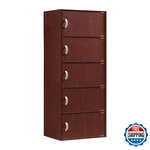 Hodedah 5-SHELF 5-DOOR Bookcase In Mahogany HID5. Fixed Price $144.83.